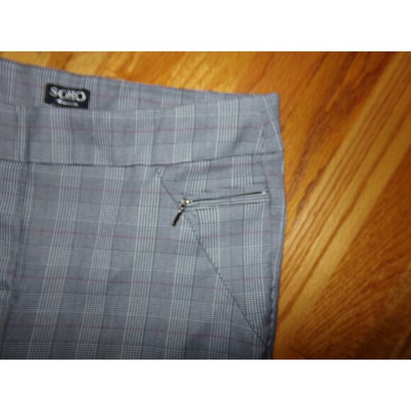 Soho Apparel glen plaid pull on dress pants L zipper‎ accent - Picture 2 of 4